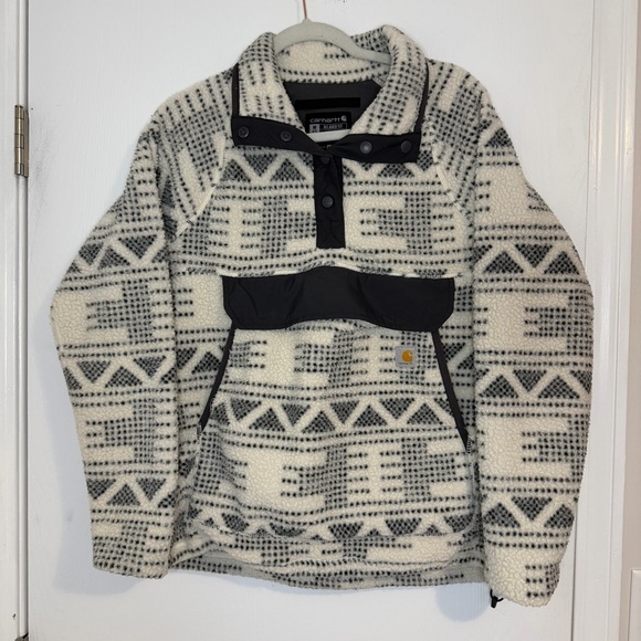 Carhartt Women’s Relaxed Fit Fleece Pullover Geometric Aztec Design Style 104922 - Picture 2 of 13